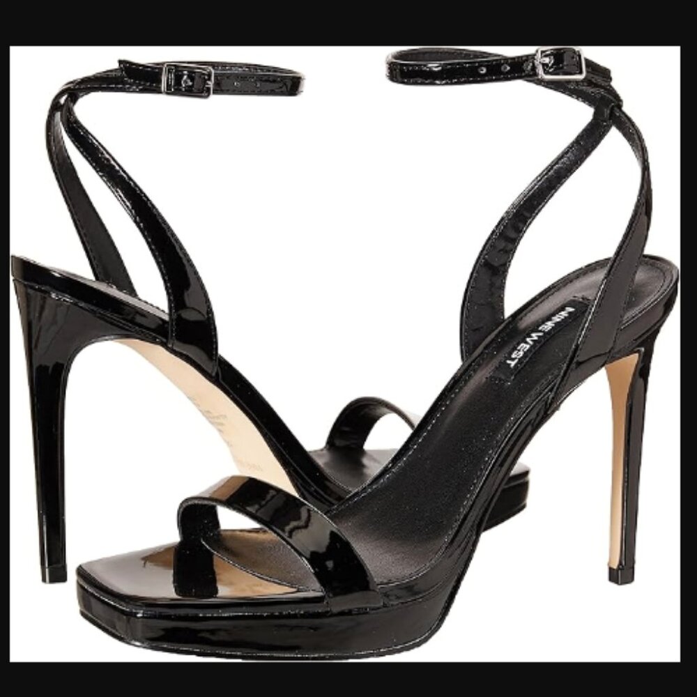 NINE WEST Women's Zadie Heeled Sandal, Black, 8